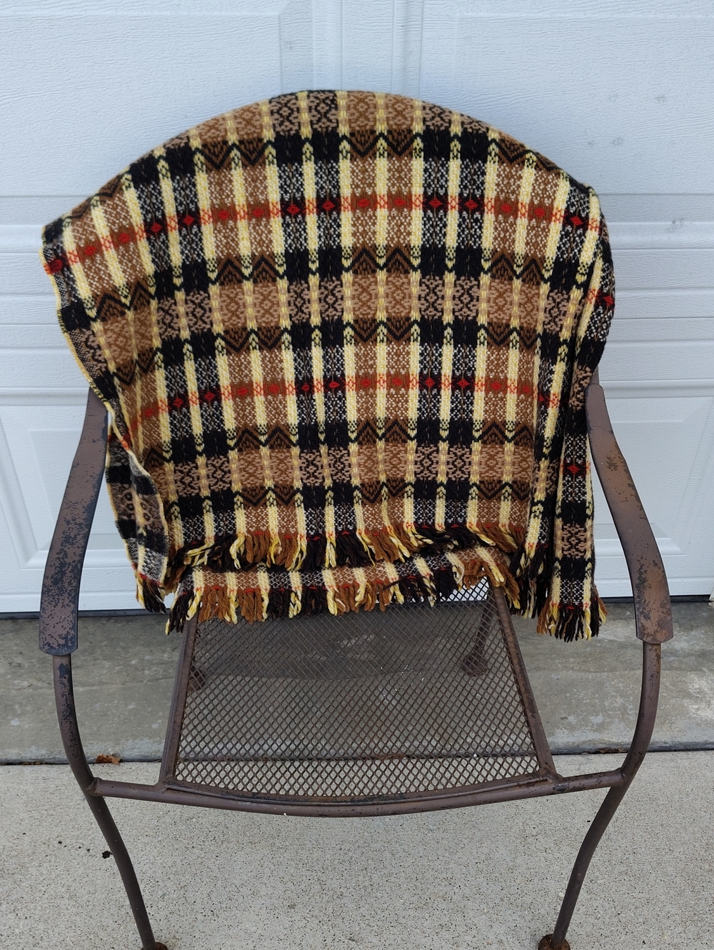 Vintage Amana Iowa Fine Wool Woolens Plaid Fringe Throws Fleece Blanket 80s USA